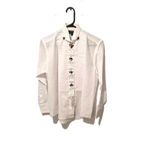 VTG Tuxedo-Style Blouse w/Satin Roses Size S Korea Whimsigoth Victorian-inspired